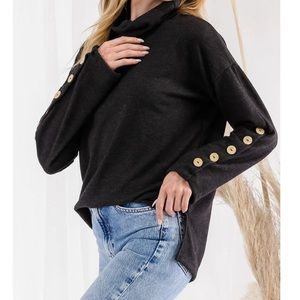 39 Boho Buttoned Long Sleeve Cowl Neck Top!